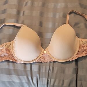 Dusty Rose Lace-Trim T-Shirt Bra